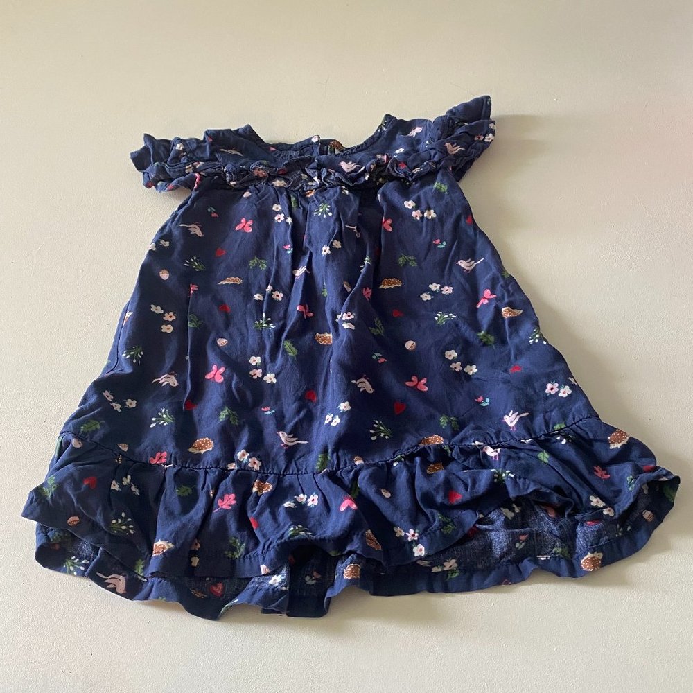 Carter's Navy Woodland Ruffle Hem Dress